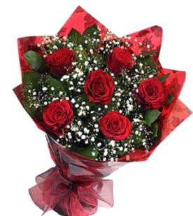 6 adet kırmızı gülden buket  Aydın incir çiçek yurtiçi ve yurtdışı çiçek siparişi 