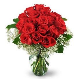 25 adet kırmızı gül cam vazoda  Aydın incir çiçek çiçek , çiçekçi , çiçekçilik 