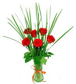  Aydın incir çiçek çiçek , çiçekçi , çiçekçilik  6 adet kırmızı güllerden vazo çiçeği