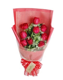 9 adet kırmızı gülden görsel buket  Aydın incir çiçek ucuz çiçek gönder 