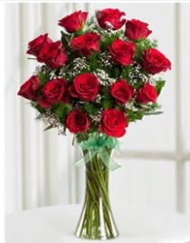 Cam vazo içerisinde 11 kırmızı gül vazosu  Aydın incir çiçek anneler günü çiçek yolla 